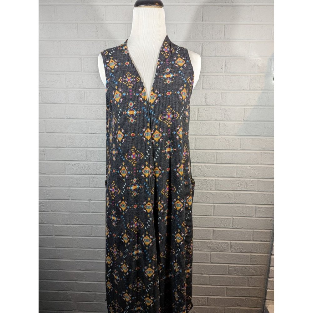 Lularoe Joy Long Vest Sz S Boho Hippie Festival Western Aztec